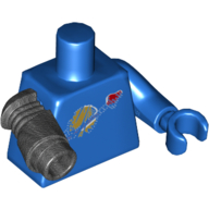 Lego Torso Worn Classic Space Logo Print, Blue Left Arm and Hand, Pearl Titanium Mechanical Right Arm / Blue