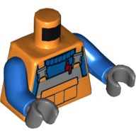 Lego Torso Overalls, Pen, Pocket, Blue Sweater Print, Blue Arms, Dark Bluish Gray Hands / Orange