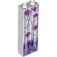 Brick 1 x 2 x 5 with Birch Tree Trunks, and Magenta Leaves Print