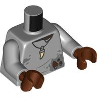 Lego Torso, Stained/Torn Sweater, Fang on Necklace print, Light Bluish Gray Arms, Reddish Brown Hands / Light Bluish Gray