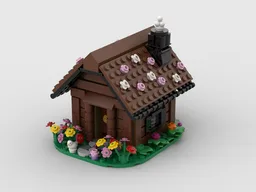 Wooden cabin in spring