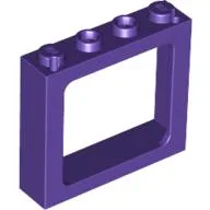 Window 1 x 4 x 3 Train with Shutter Holes and Solid Studs on Ends / Dark Purple