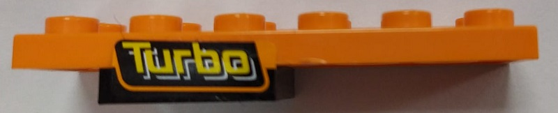 Lego Stickered Assembly 6 x 2 x 2/3 with 'Turbo' Pattern on Both Sides (Stickers) - Set 8641