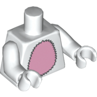 Lego Torso Bunny Suit with Bright Pink Tummy / Tail Print, White Arms and Hands / White