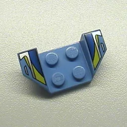 Mudguard 2 x 4 with 2 x 2 Studs and Flared Wings, Blue/Black/Silver/Yellow Stripes Print / Medium Blue