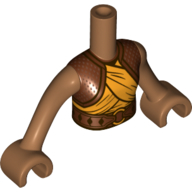 Lego Minidoll Torso Girl, with Reddish Brown/Bright Light Orange Tunic print, Nougat Arms and Hands / Medium Nougat