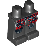 Lego Hips and Black Legs with Red Belt, Red Tassels and Silver Outlined Knee Pads Print / Black