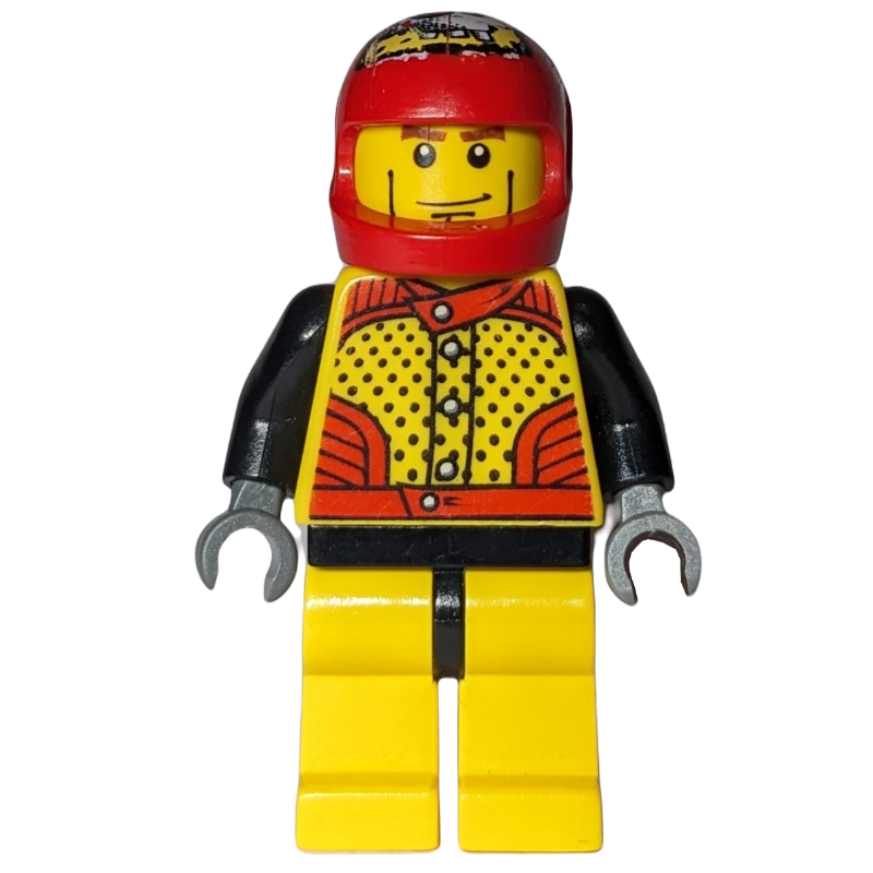 Lego Race Driver, Yellow Torso, Yellow Legs, Red Helmet
