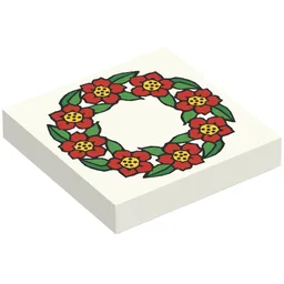 Tile 2 x 2 with Flower Ring Print / White