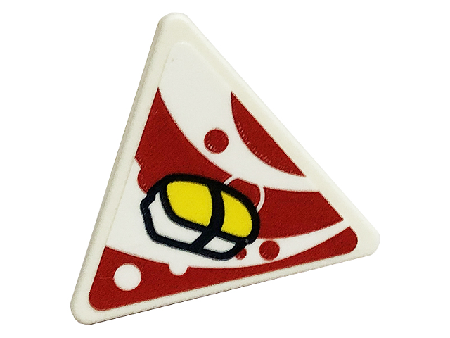 Lego Road Sign 2 x 2 Triangle with Open O Clip with Sushi on Red Curved Stripes Pattern (Sticker) - Set 41701