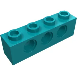Technic Brick 1 x 4 [3 Pin Holes] / Dark Turquoise