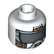 Lego Minifig Head Battle Mech, Orange Mask with Dark Gray Visor Print [Blocked Open Stud] / White