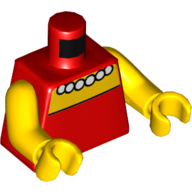 Lego Torso Dress, White Beaded Necklace Print, Yellow Arms and Hands / Red