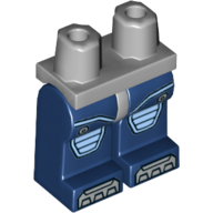 Lego Hips and Dark Blue Legs with Silver Boots and Bright Light Blue Knee Pads Print / Light Bluish Gray