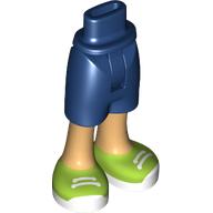 Lego Minidoll Hips and Mid-Length Shorts with Warm Tan Legs, Lime Shoes, White Laces, Soles print / Dark Blue
