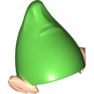 Lego Hat, Elf Ears with Bright Green Hat Print / Light Nougat