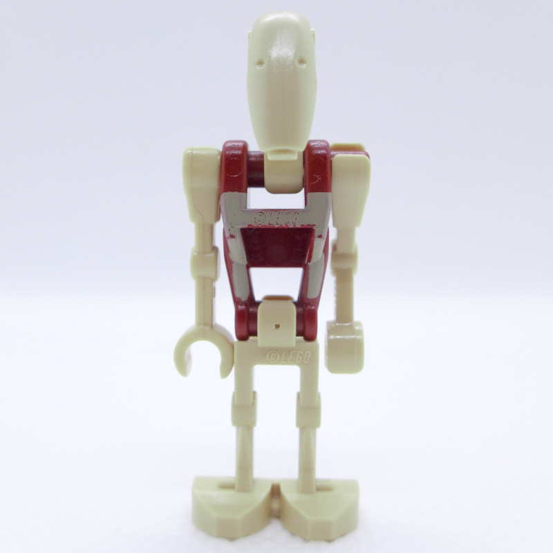 Lego Battle Droid Security, Dark Red Torso with Tan Print, One Bent Arm, One Straight Arm