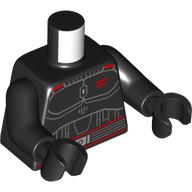 Lego Torso, Silver/Red Dark Trooper Armor print, Black Arms and Hands / Black