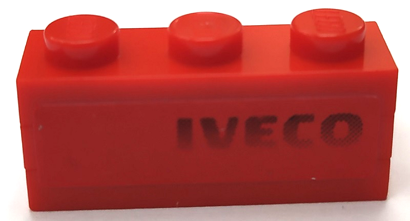 Lego Stickered Assembly 3 x 2 x 1 with 'IVECO' on Red Background Pattern Model Left Side (Sticker) - Sets 8153 / 8155