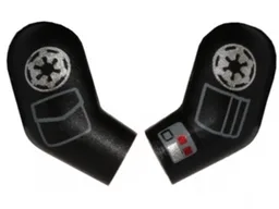 Arm, (Matching Left and Right) Pair with Silver SW Imperial Logo, Dark Bluish Gray Pockets and Compad with Red Squares Pattern / Black