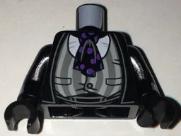 Torso Jacket with Gray Striped Stretched Vest, Black Ascot with Purple Spots Pattern / Black Arms with White Cuffs Pattern / Black Hands