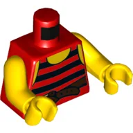 Torso, Tank Top with Stripes Black with Brown Belt with Buckle Print, Yellow Arms and Hands / Red