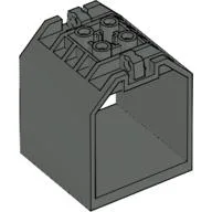 Container / Box, Open Ended 4 x 4 x 4 with 1 Hinge Finger Each End [Plain] / Dark Gray