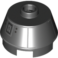 Lego Brick Round 2 x 2 Truncated Cone with Light Bluish Grey Droid Print (U5-GG) / Black