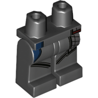 Lego Hips and Black Legs with Dark Bluish Grey Knife Holster, Dark Blue Pocket print / Black