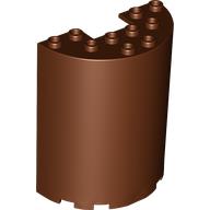 Lego Cylinder Half 3 x 6 x 6 with 1 x 2 Cutout / Reddish Brown