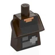 Torso Special, Long with Folded Arms with Pixelated Nougat Chest, Dark Bluish Grey/Light Bluish Grey Shapes Print / Dark Brown