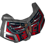 Lego Large Figure Chest Cover, Armour Small with Red Background, Chains and Gears Print / Pearl Titanium