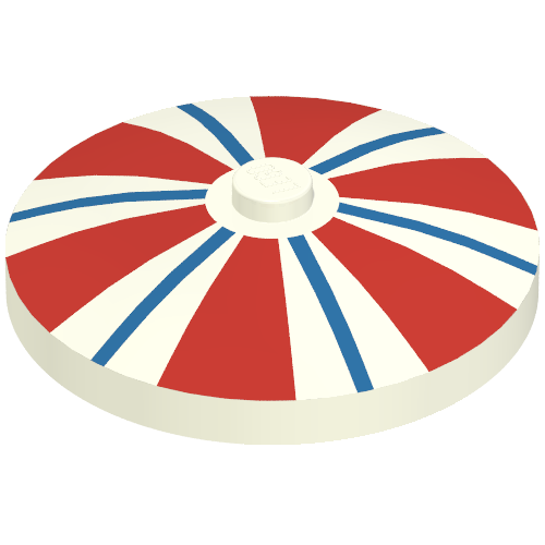 Lego Dish 4 x 4 Inverted [Radar] with Blue and Red Stripes Print Space Radar / White