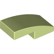 Brick Curved 2 x 1 No Studs [1/2 Bow] / Yellowish Green