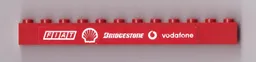 Brick 1 x 12 with White 'FIAT', Shell Logo, 'BRIDGESTONE', Vodafone Logo and 'vodafone' on Red Background Pattern (Sticker) - Set 8654