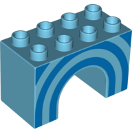 Lego Duplo Brick 2 x 4 x 2 Arch with Blue Half Circles Print / Medium Azure