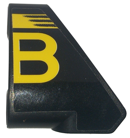 Lego Technic, Panel Curved # 9 3 x 3 Tapered Left with Yellow Stripe and Bugatti Logo Right Half / Capital Letter B Pattern (Sticker) - Set 42151