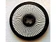Technic, Disk 3 x 3 with Black and Silver Mesh Sharp Lines Pattern (Sticker) - Set 3677