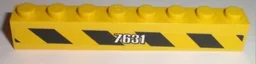 Brick 1 x 8 with White '7631' and Black and Yellow Danger Stripes Pattern Model Left Side (Sticker) - Set 7631