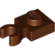 Lego Plate Special 1 x 1 with Clip Vertical [Thick Open O Clip] / Reddish Brown