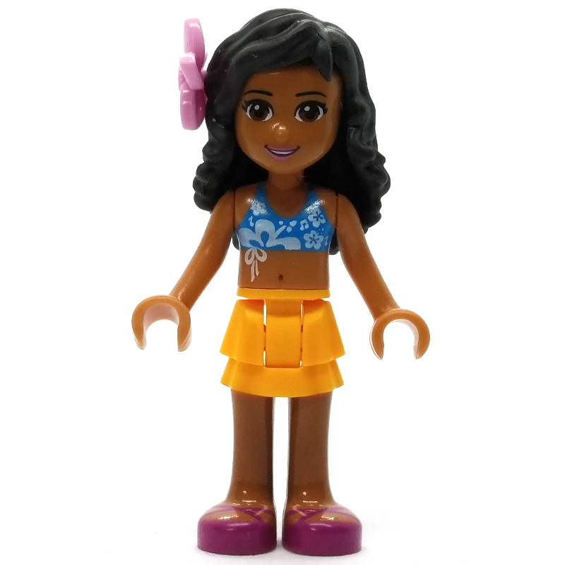 Lego Kate - Medium Azure Bikini, Bright Light Orange Skirt, Flower