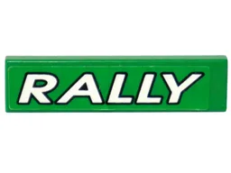 Tile 1 x 4 with 'RALLY' White on Green Background Pattern (Sticker) - Set 6550