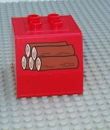 Duplo Train Freight Container with Timber / Logs Print / Red