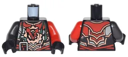 Torso Ninjago Red, Silver and Copper Armor with Clock, Smartphone and Headphones Pattern / Red Arm Left / Pearl Dark Gray Arm Right / Black Hands