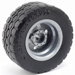 Wheel 30.4mm D. x 20mm with No Pin Holes and Reinforced Rim with Black Tire 49.5 x 20 (56145 / 15413) / Flat Silver