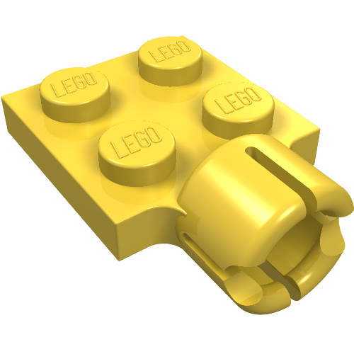 Lego Plate Special 2 x 2 with Towball Socket, Short, 4 Slots / Yellow