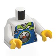 Lego Torso, Blue Overalls, Koala in Circle, Lime Collar, Name Badge print, White Arms, Yellow Hands / White