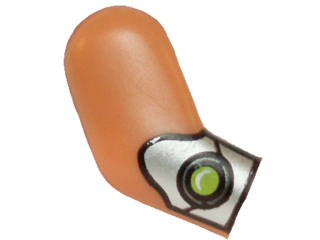 Lego Arm, Right with Silver Gauntlet with Lime Jewel Pattern