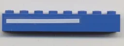 Brick 1 x 8 with White Line Pattern Model Left Side (Sticker) - Set 6541
