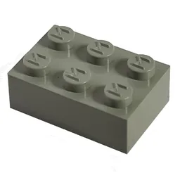 Modulex Brick 2 x 3 with M on Studs / Modulex Light Gray